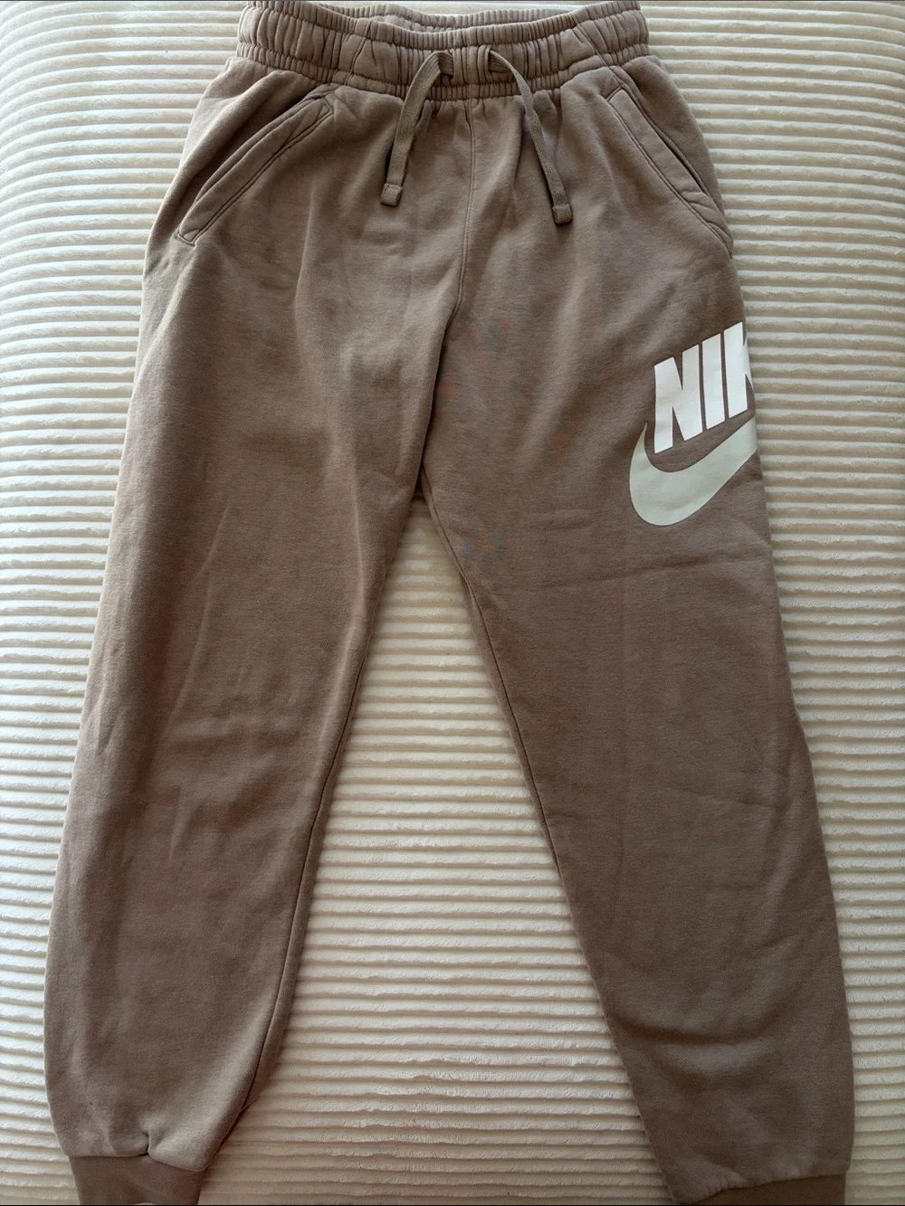 Nike Kids Taupe Jogger Pants with White Logo